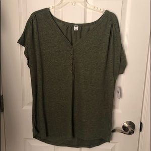 Old Navy Linen Henley Short Sleeve Shirt
